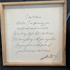 Lee Brice ‘I Don’t Dance’ Lyric Barnwood Board Display NWOT